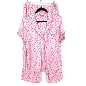 Kate Spade Pajama Set Womens Size L Pink Animal Print Spots Novelty Print *FLAW